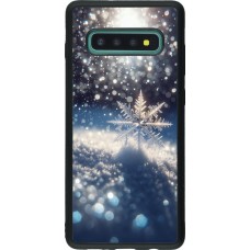 Samsung Galaxy S10+ Case Hülle - Silikon schwarz Schneeflocke Solar Glanz