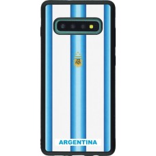 Coque Samsung Galaxy S10+ - Silicone rigide noir Maillot de football Argentine 2026 personnalisable