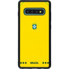 Coque Samsung Galaxy S10+ - Silicone rigide noir Maillot de football Bresil 2026 personnalisable