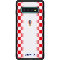 Coque Samsung Galaxy S10+ - Silicone rigide noir Maillot de football Croatie 2026 personnalisable
