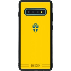 Coque Samsung Galaxy S10+ - Silicone rigide noir Maillot de football Suède 2026 personnalisable