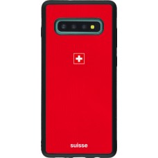 Coque Samsung Galaxy S10+ - Silicone rigide noir Maillot de football Suisse 2026 personnalisable
