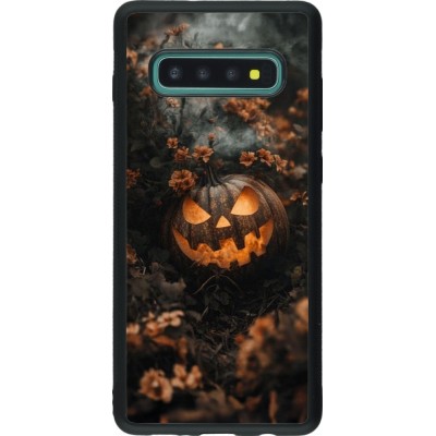 Samsung Galaxy S10+ Case Hülle - Silikon schwarz Halloween 2025 Pumpkin with flowers