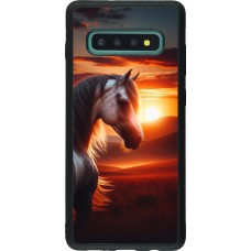 Coque Samsung Galaxy S10+ - Silicone rigide noir Majestic Sunset Horse