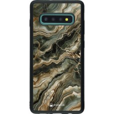 Coque Samsung Galaxy S10+ - Silicone rigide noir Marbre Olive