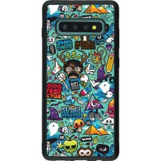 Coque Samsung Galaxy S10+ - Silicone rigide noir Mixed Cartoons Turquoise