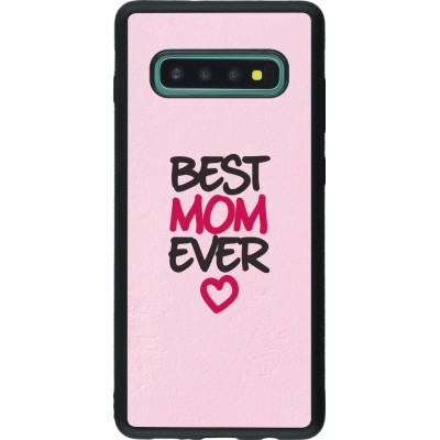 Coque Samsung Galaxy S10+ - Silicone rigide noir Mom 2023 best Mom ever pink