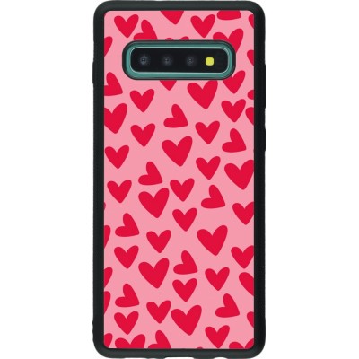 Coque Samsung Galaxy S10+ - Silicone rigide noir Mom 2024 petits coeurs