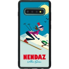 Coque Samsung Galaxy S10+ - Silicone rigide noir Nendaz Ski Downhill