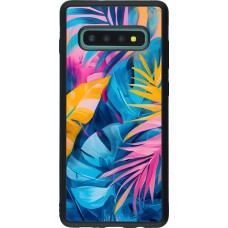 Samsung Galaxy S10+ Case Hülle - Silikon schwarz Palms Blue