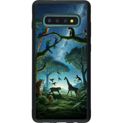 Coque Samsung Galaxy S10+ - Silicone rigide noir Paradis des animaux exotiques