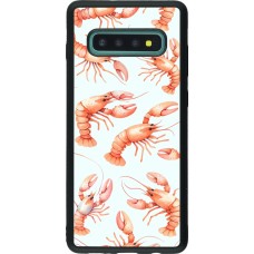 Samsung Galaxy S10+ Case Hülle - Silikon schwarz Muster von pastellfarbenen Hummern
