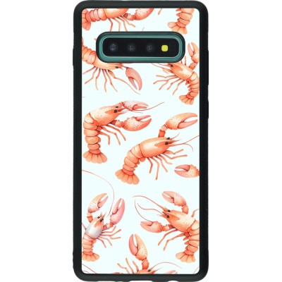 Samsung Galaxy S10+ Case Hülle - Silikon schwarz Muster von pastellfarbenen Hummern