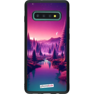 Samsung Galaxy S10+ Case Hülle - Silikon schwarz Lila-rosa Landschaft