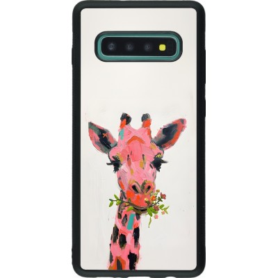 Coque Samsung Galaxy S10+ - Silicone rigide noir Pink Girafe Paint