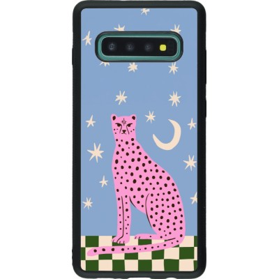 Coque Samsung Galaxy S10+ - Silicone rigide noir Pink leopard with stars 2026