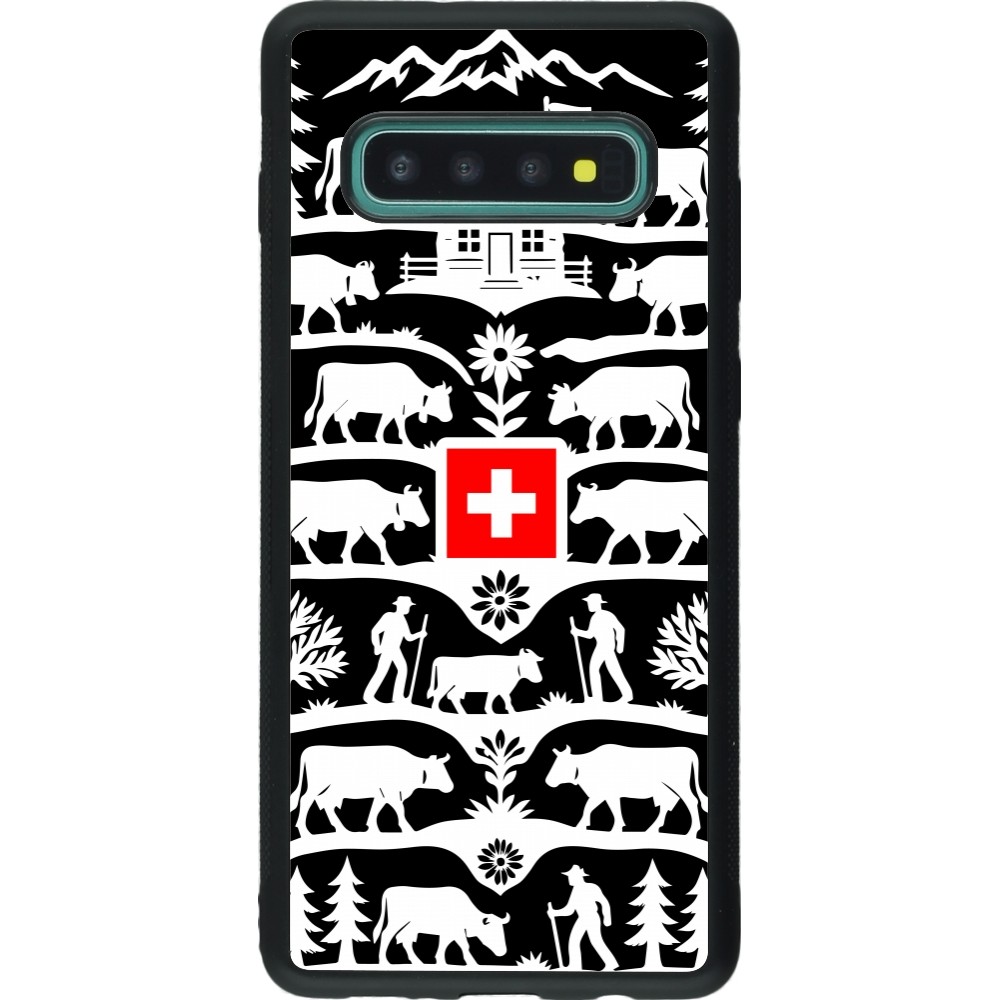 Coque Samsung Galaxy S10+ - Silicone rigide noir Poya Suisse 3 noir