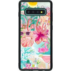 Coque Samsung Galaxy S10+ - Silicone rigide noir Preppy Collage Aloha