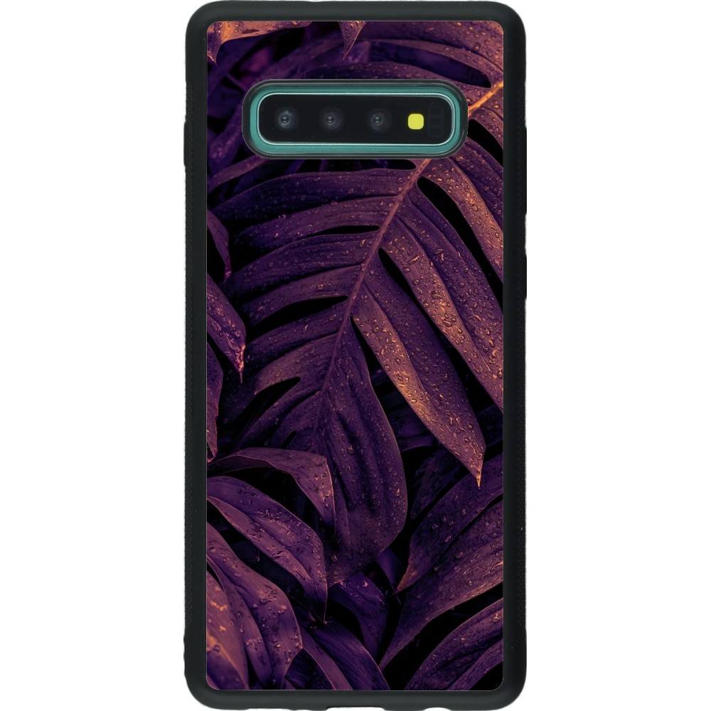 Samsung Galaxy S10+ Case Hülle - Silikon schwarz Purple Light Leaves