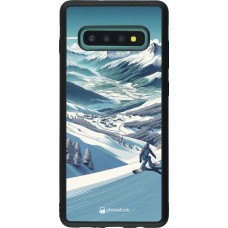 Samsung Galaxy S10+ Case Hülle - Silikon schwarz Snowboarder Berg