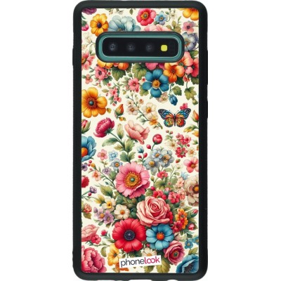 Coque Samsung Galaxy S10+ - Silicone rigide noir Spring 25 printemps fleuri
