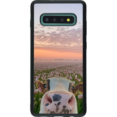Samsung Galaxy S10+ Case Hülle - Silikon schwarz Cow with tulips Spring 2026