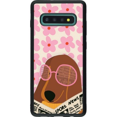 Samsung Galaxy S10+ Case Hülle - Silikon schwarz Dog with newspaper Spring 2026