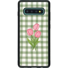 Coque Samsung Galaxy S10+ - Silicone rigide noir Green vichy tulips 2026