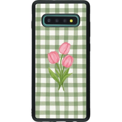 Coque Samsung Galaxy S10+ - Silicone rigide noir Green vichy tulips Spring 2026