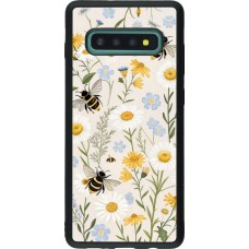 Coque Samsung Galaxy S10+ - Silicone rigide noir Pattern bees Spring 2026