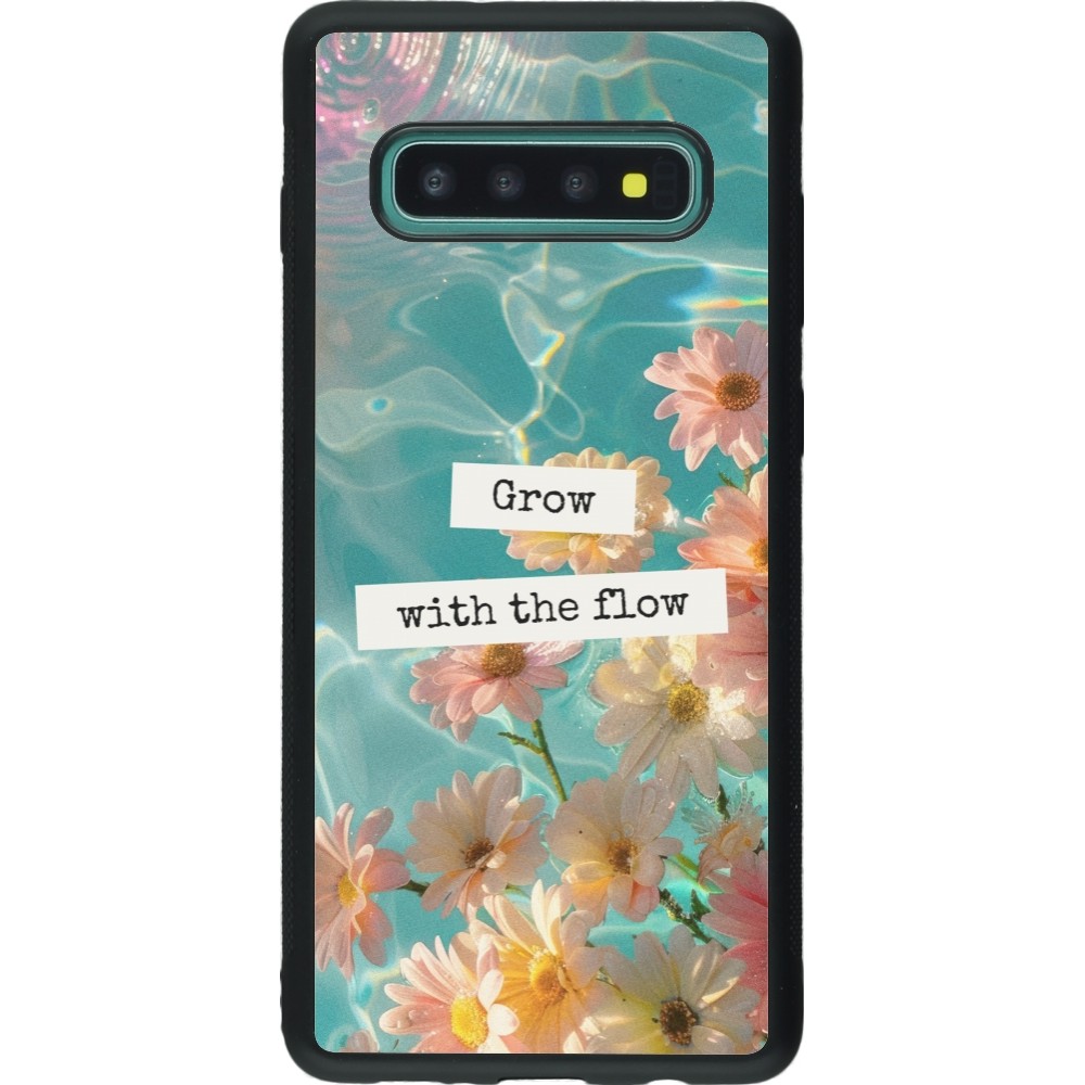 Coque Samsung Galaxy S10+ - Silicone rigide noir Summer 2025 Grow with the flow