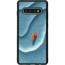 Coque Samsung Galaxy S10+ - Silicone rigide noir Orange surf Summer 2026