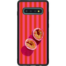 Coque Samsung Galaxy S10+ - Silicone rigide noir Passion fruit Summer 2026