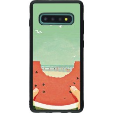 Coque Samsung Galaxy S10+ - Silicone rigide noir Views through a watermelon Summer 2026