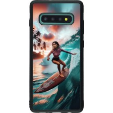 Samsung Galaxy S10+ Case Hülle - Silikon schwarz Surferin aus Bali