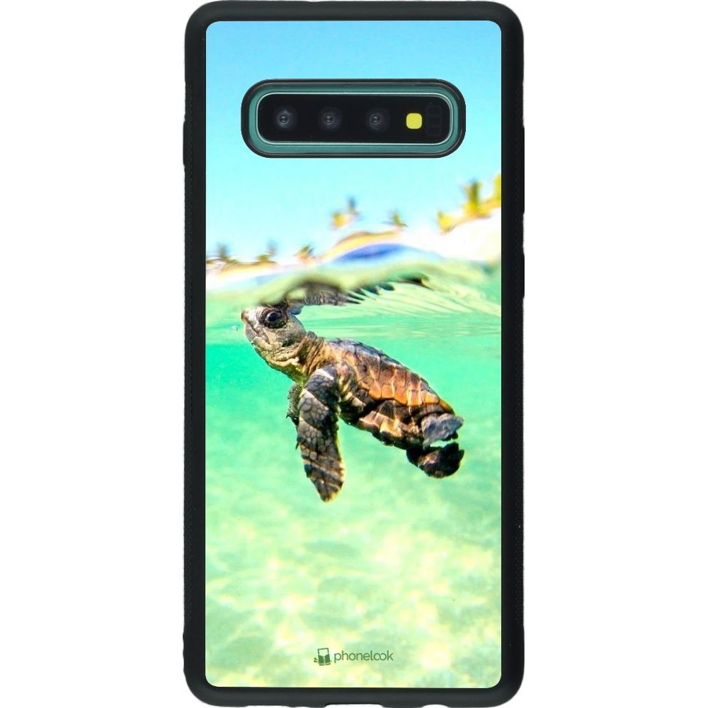 Coque Samsung Galaxy S10+ - Silicone rigide noir Turtle Underwater