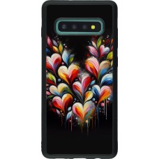 Coque Samsung Galaxy S10+ - Silicone rigide noir Valentine 2024 Coeur Noir Abstrait