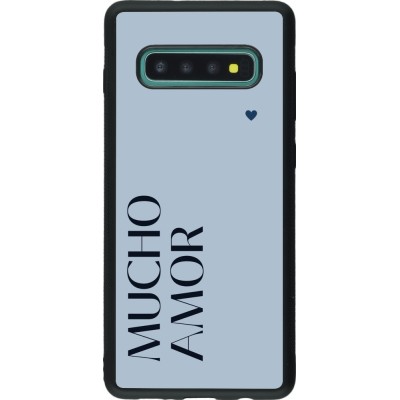 Coque Samsung Galaxy S10+ - Silicone rigide noir Valentine 2024 mucho amor azul