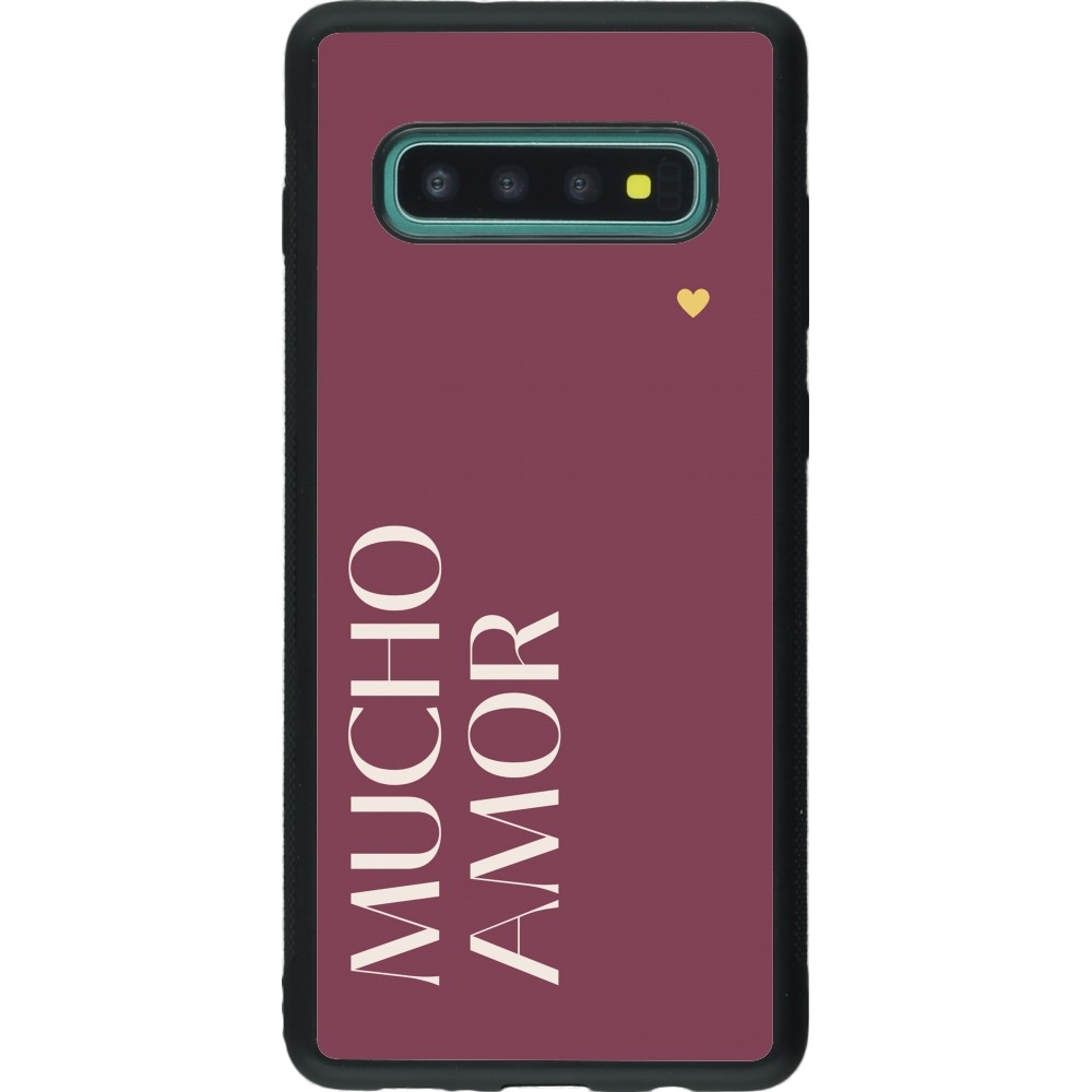 Coque Samsung Galaxy S10+ - Silicone rigide noir Valentine 2024 mucho amor rosado
