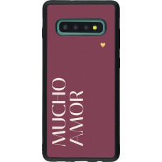 Coque Samsung Galaxy S10+ - Silicone rigide noir Valentine 2024 mucho amor rosado