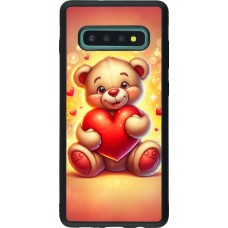 Coque Samsung Galaxy S10+ - Silicone rigide noir Valentine 2024 Teddy love