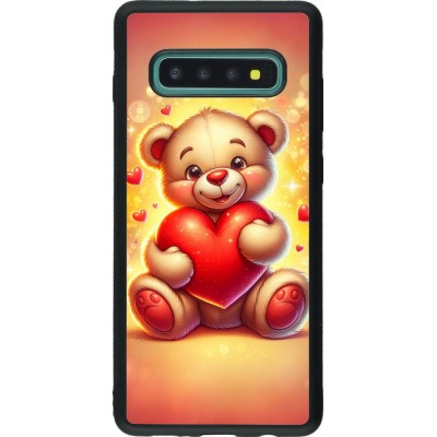 Coque Samsung Galaxy S10+ - Silicone rigide noir Valentine 2024 Teddy love