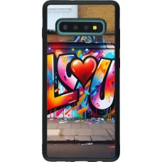 Coque Samsung Galaxy S10+ - Silicone rigide noir Valentine 2025 Love U Tag