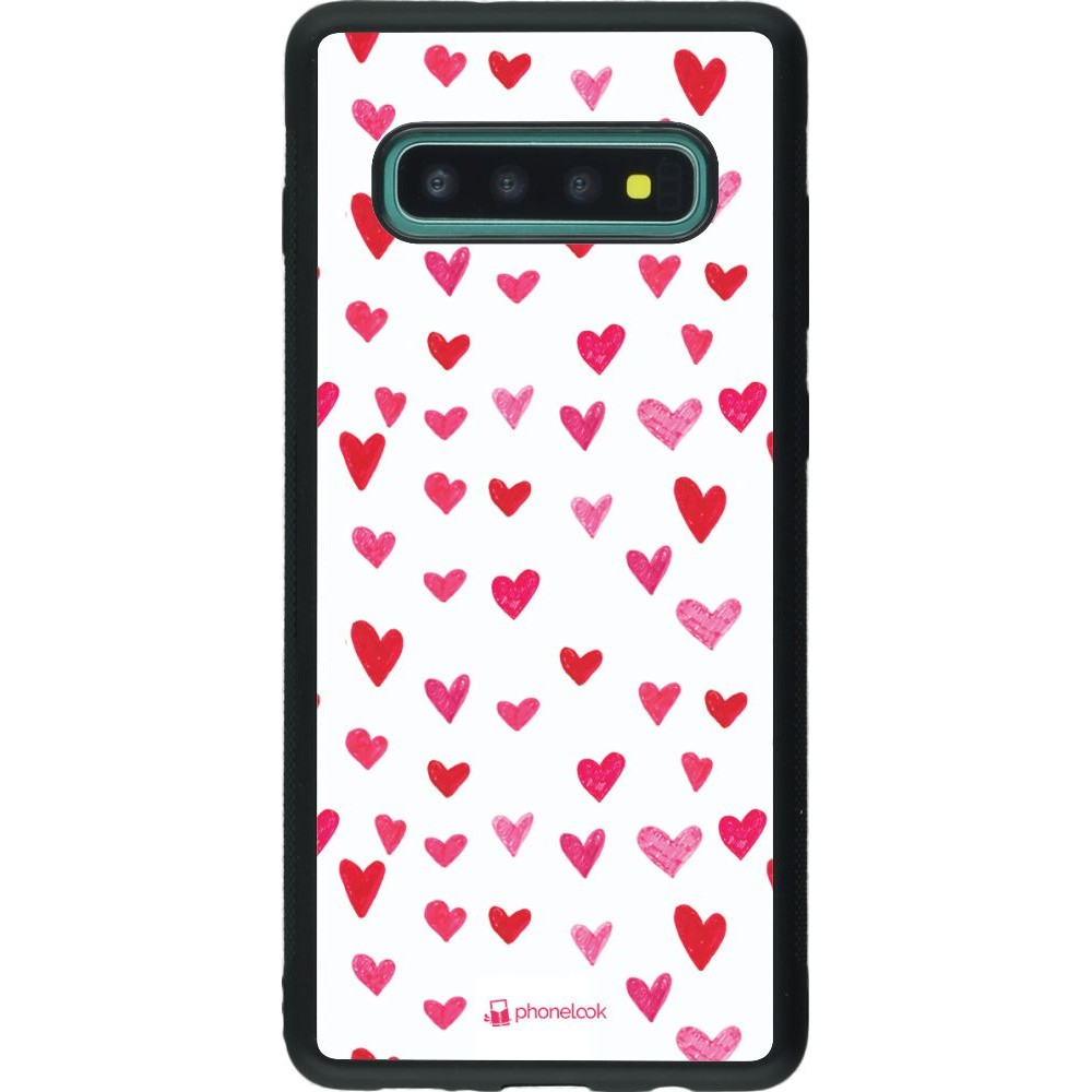 Coque Samsung Galaxy S10+ - Silicone rigide noir Valentine 2022 Many pink hearts