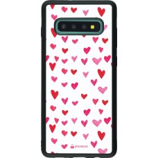 Coque Samsung Galaxy S10+ - Silicone rigide noir Valentine 2022 Many pink hearts