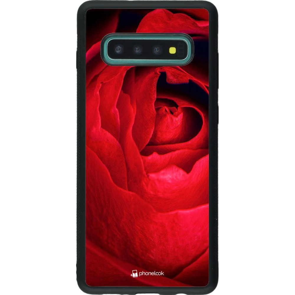 Coque Samsung Galaxy S10+ - Silicone rigide noir Valentine 2022 Rose