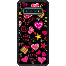 Samsung Galaxy S10+ Case Hülle - Silikon schwarz Valentine 2023 love symbols