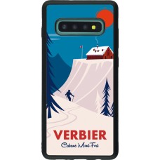 Coque Samsung Galaxy S10+ - Silicone rigide noir Verbier Cabane Mont-Fort