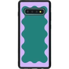 Samsung Galaxy S10+ Case Hülle - Silikon schwarz Wavy Rectangle Green Purple