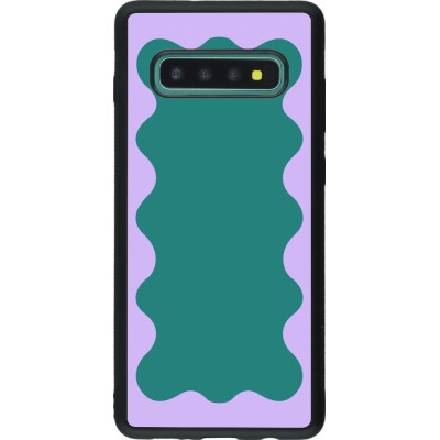 Samsung Galaxy S10+ Case Hülle - Silikon schwarz Wavy Rectangle Green Purple